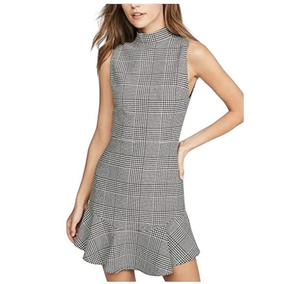 Alice & Olivia Classics Rapunzel Glen Mockneck Black White Wool Dress Size 8 - Picture 2 of 11